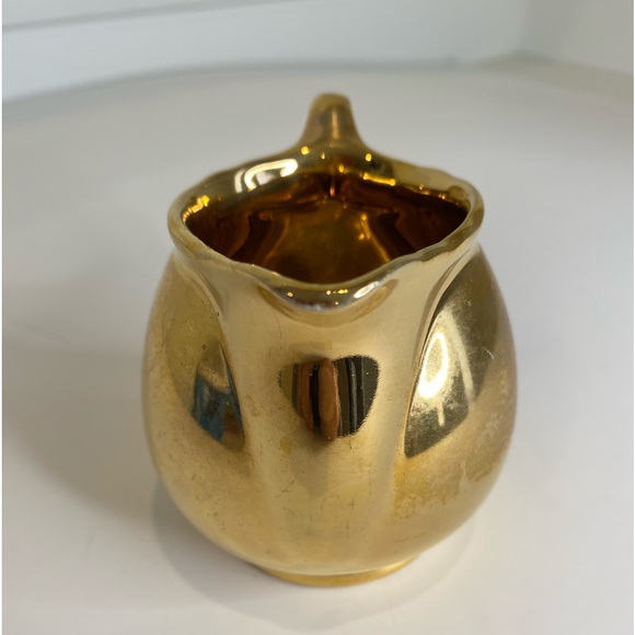 Vtg Crown Devon Porcelain Set of Mini Gold Cream, Sugar and Matching Tray China - Picture 7 of 14